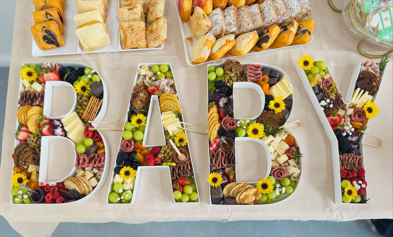 B-A-B-Y' Baby Shower Charcuterie Spread - Custom Letter Board Tulsa Charcuterie Company